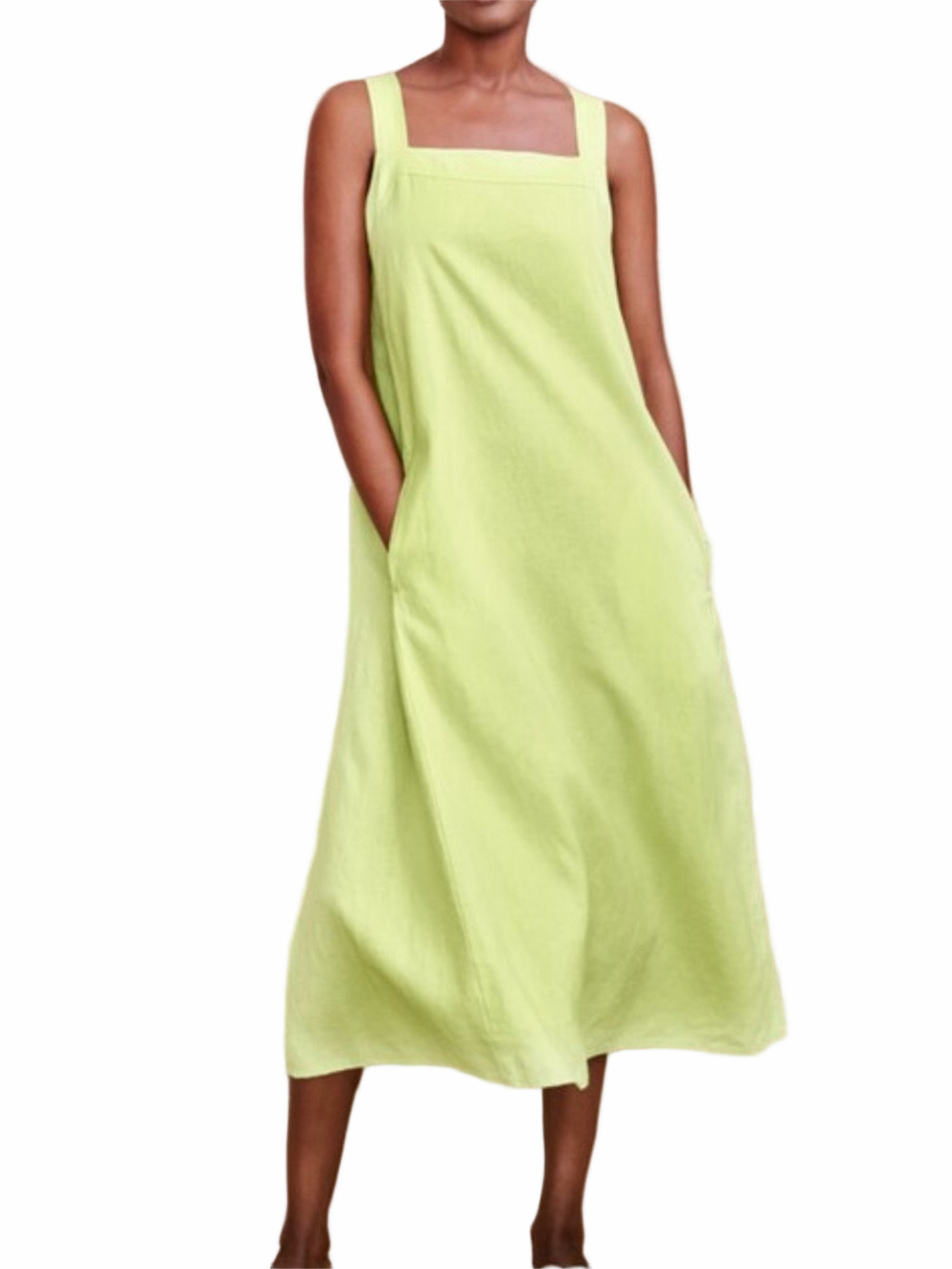 EILEEN FISHER organic linen coastal quiet luxury minimalist midi shift dress 1X
